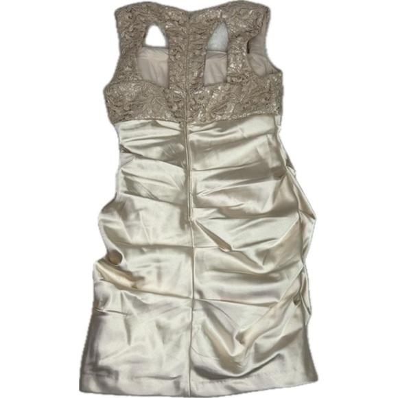Stunning Embroidered Hailey Satin Champagne Sleeveless Cocktail Mini Dre… - Picture 12 of 14